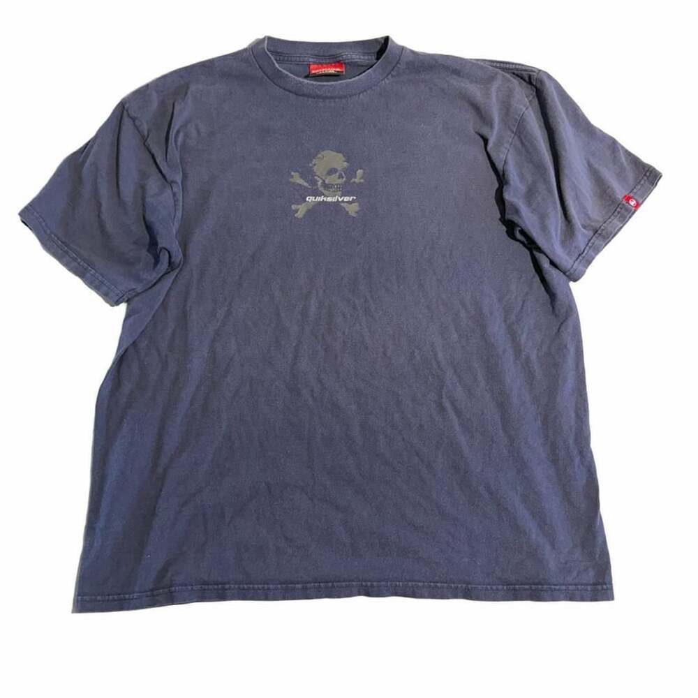 Quiksilver T-Shirt X-Large Navy Skull Crossbones Cotton Graphic Tee